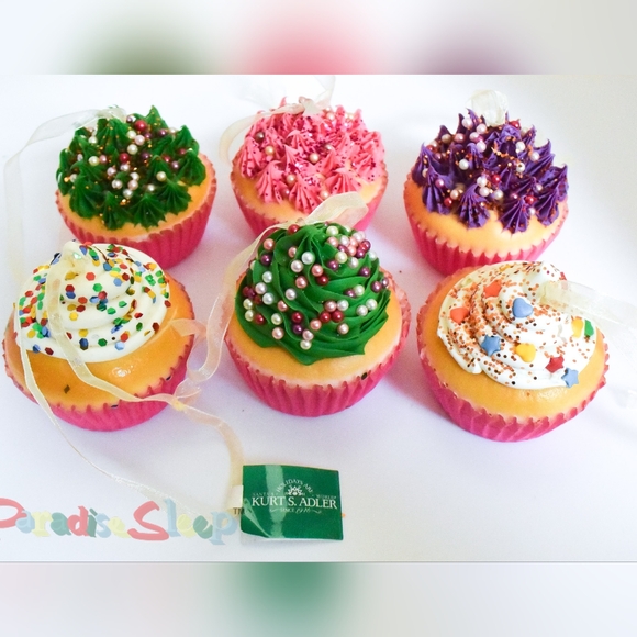 *Kurt Adler* Foam Cupcake Dessert Ornaments. Set of 6. ~...